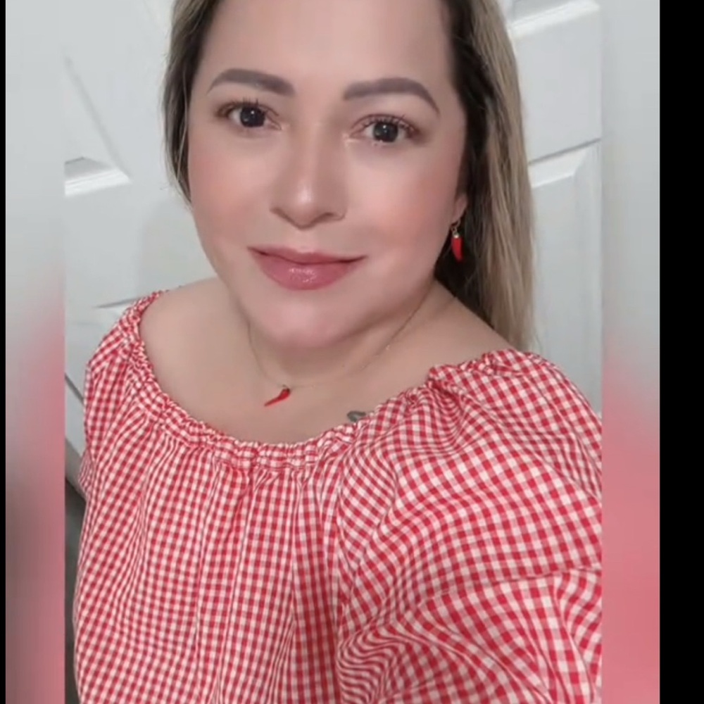 Red Gingham Off-Shoulder Top - image 1